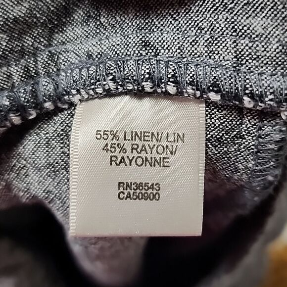 Van Heusen womens linen blend pants pull on comfort grey white tie sz 12 office - Picture 7 of 7